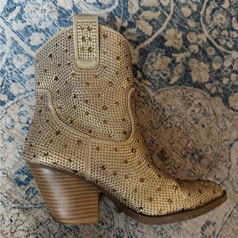 Gold Studded Women's Ankle Boots